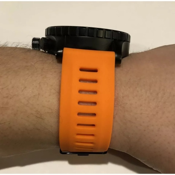 Watch Band 25mm Orange Black Silicone Rubber Replacement for Nixon 51-30 Garmin - Picture 3 of 10